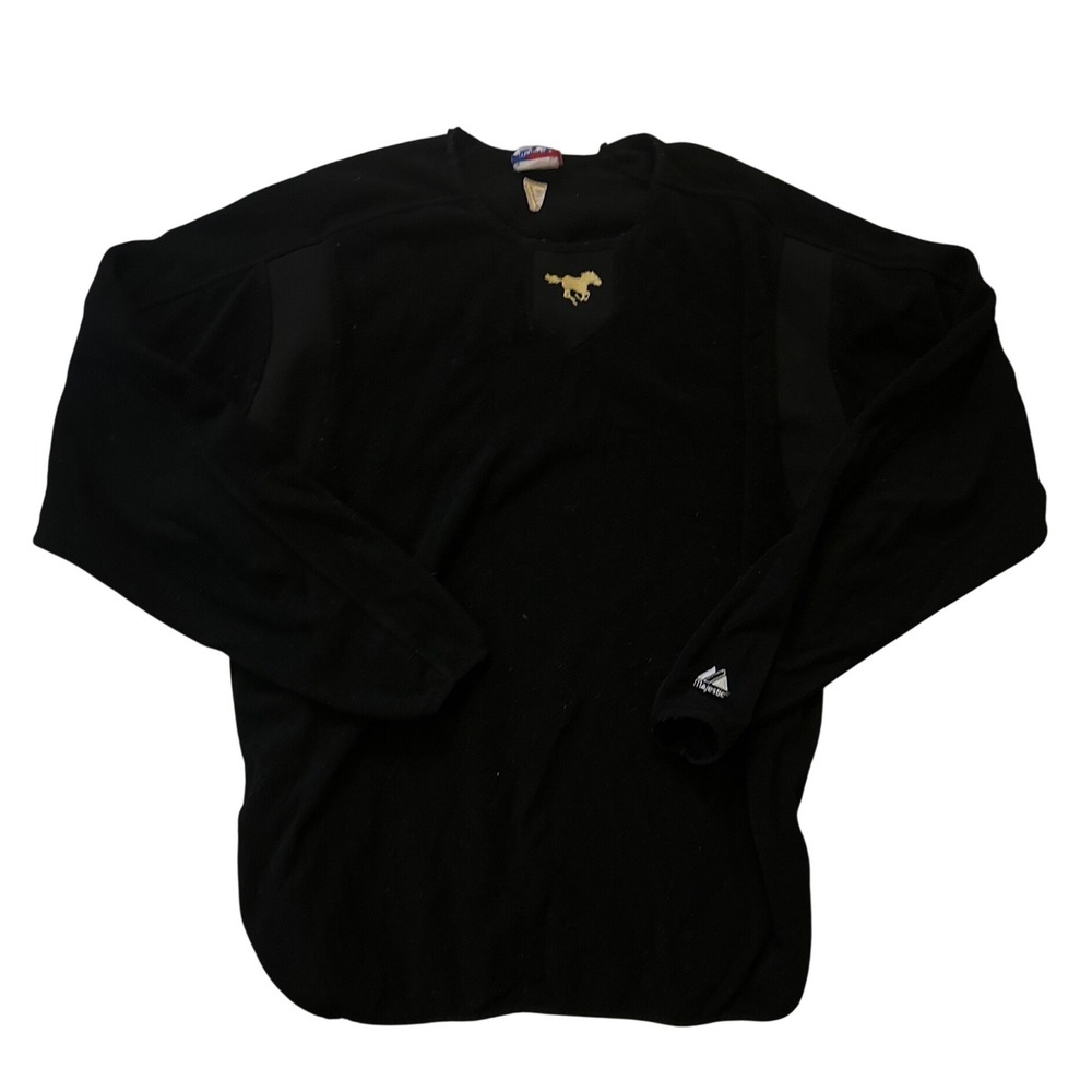 Majestic Mens Black Fleece Pullover Horse Logo‎ Long Sleeve Sweatshirt Large